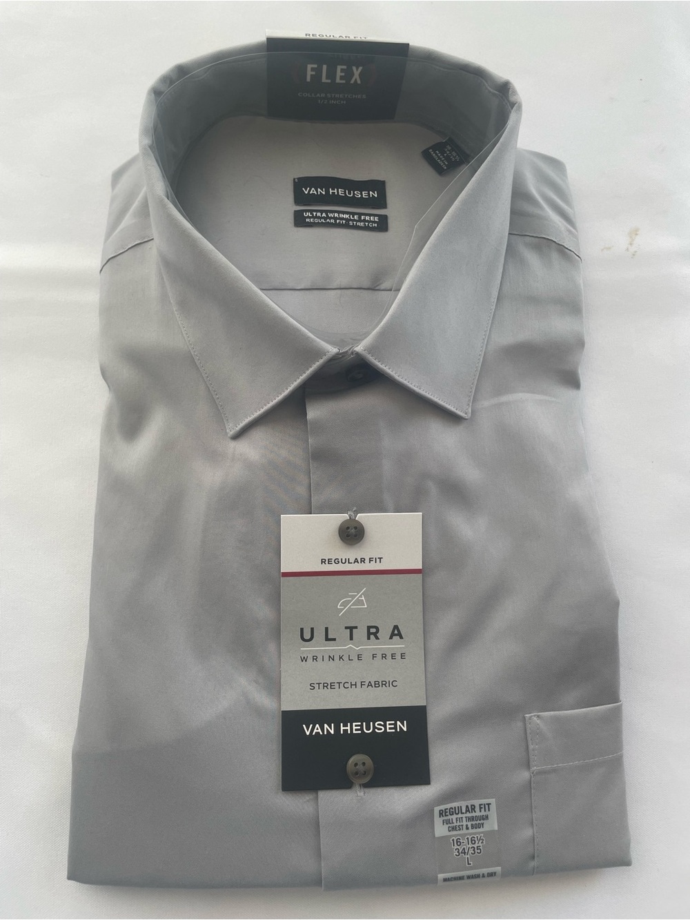 Van Heusen Light Gray Flex Stretch Dress Shirt